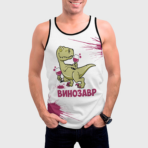 Мужская майка без рукавов Винозавр с Бокалами Динозавр / 3D-Черный – фото 3