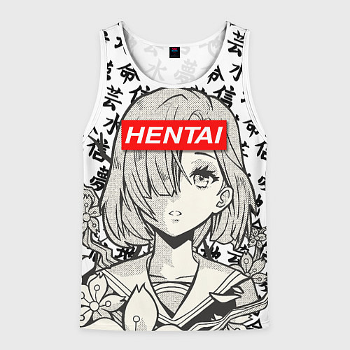 Мужская майка без рукавов HENTAI SCHOOL GIRL ХЕНТАЙ ШКОЛЬНИЦА / 3D-Белый – фото 1