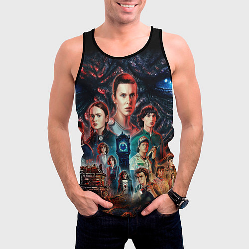 Мужская майка без рукавов ОЧЕНЬ СТРАННЫЕ ДЕЛА 4 STRANGER THINGS 4 / 3D-Черный – фото 3