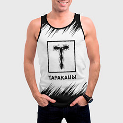Майка-безрукавка мужская Тараканы штрихи на белом фоне, цвет: 3D-черный — фото 2