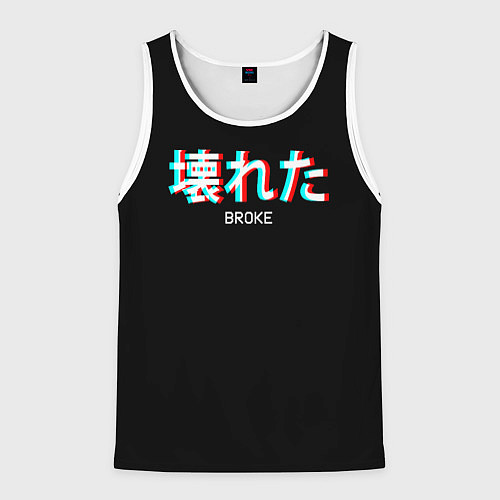 Мужская майка без рукавов Broke Неоновые иероглифы / 3D-Белый – фото 1