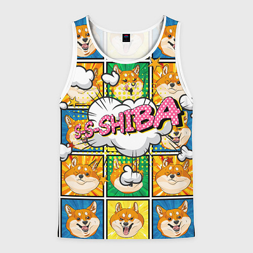 Мужская майка без рукавов Pop art shiba inu / 3D-Белый – фото 1