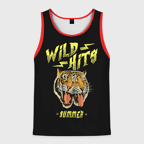 Мужская майка без рукавов Горячие хиты лета и тигры / 3D-Красный – фото 1