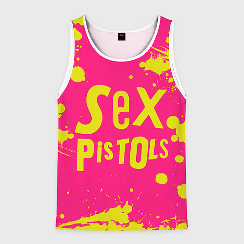 Мужская майка без рукавов Sex Pistols Yellow Logo / 3D-Белый – фото 1