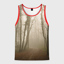 Майка-безрукавка мужская Туманный лес на восходе, цвет: 3D-красный