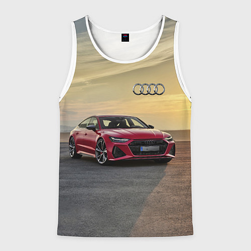 Мужская майка без рукавов Audi RS 7 на закате солнца Audi RS 7 at sunset / 3D-Белый – фото 1