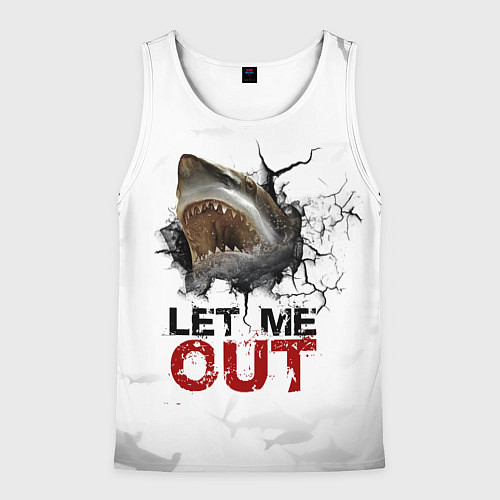 Мужская майка без рукавов Акула Let me out - пасть акулы / 3D-Белый – фото 1