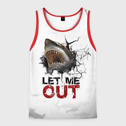 Майка-безрукавка мужская Акула Let me out - пасть акулы, цвет: 3D-красный