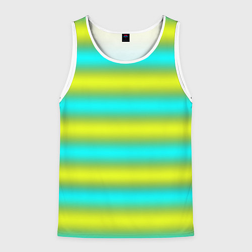 Мужская майка без рукавов Бирюзово-желтые неоновые полосы / 3D-Белый – фото 1