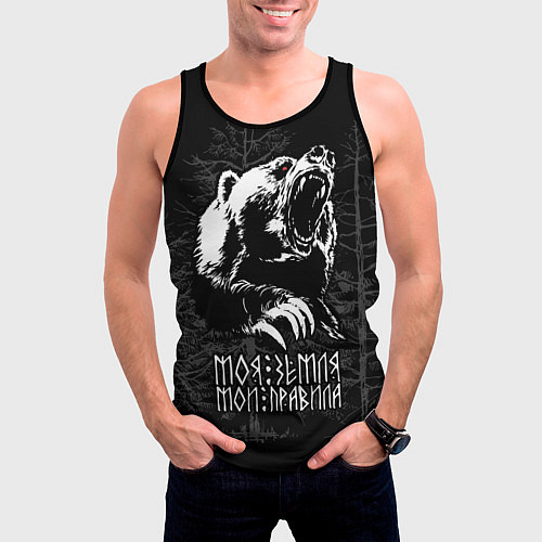 Мужская майка без рукавов Моя земля - мои правила / 3D-Черный – фото 3