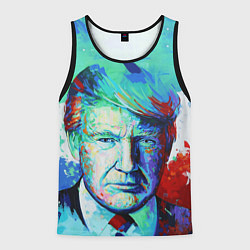 Майка-безрукавка мужская Дональд Трамп арт, цвет: 3D-черный