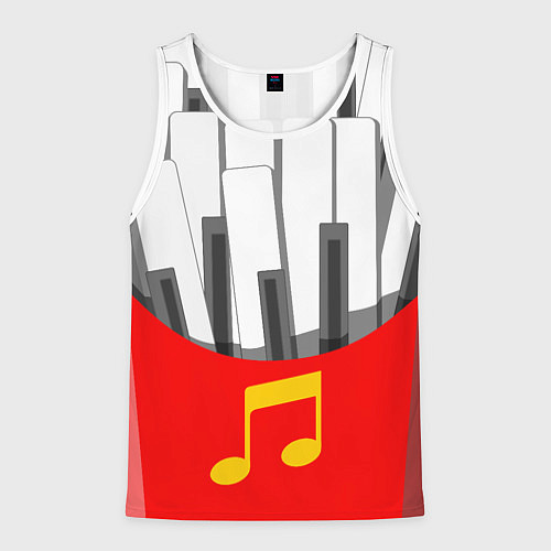 Мужская майка без рукавов Клавиши фортепиано как картошка фри / 3D-Белый – фото 1