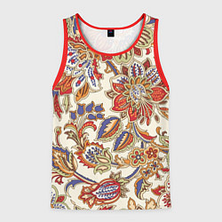 Майка-безрукавка мужская Цветочный винтажный орнамент, цвет: 3D-красный