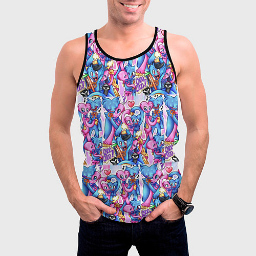 Мужская майка без рукавов POPPY PLAYTIME HAGGY WAGGY AND KISSY MISSY LOVE / 3D-Черный – фото 3