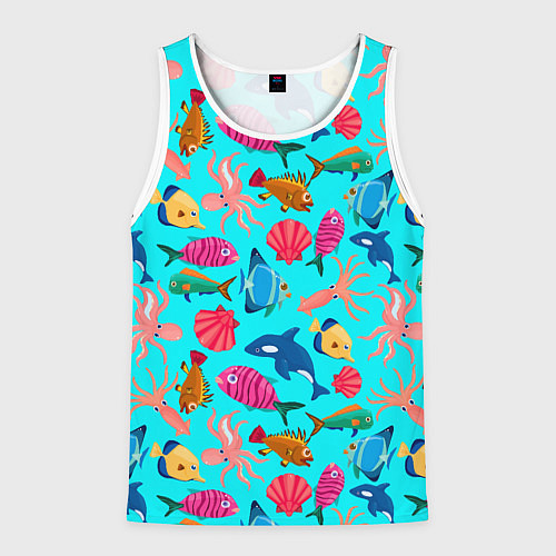 Мужская майка без рукавов THE UNDERWATER WORLD OF THE OCEAN / 3D-Белый – фото 1