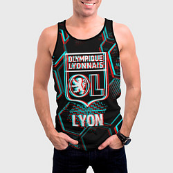 Майка-безрукавка мужская Lyon FC в стиле Glitch на темном фоне, цвет: 3D-черный — фото 2