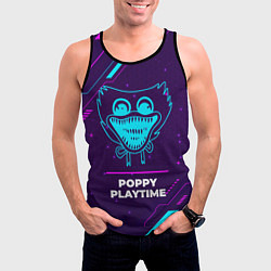 Майка-безрукавка мужская Символ Poppy Playtime в неоновых цветах на темном, цвет: 3D-черный — фото 2