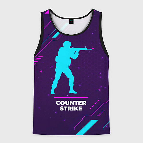 Мужская майка без рукавов Символ Counter Strike в неоновых цветах на темном / 3D-Черный – фото 1
