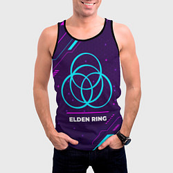 Майка-безрукавка мужская Символ Elden Ring в неоновых цветах на темном фоне, цвет: 3D-черный — фото 2
