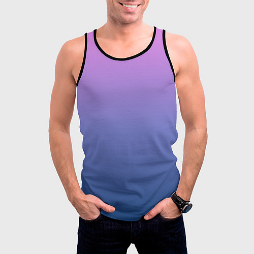 Мужская майка без рукавов PINK-BLUE GRADIENT ГРАДИЕНТ / 3D-Черный – фото 3