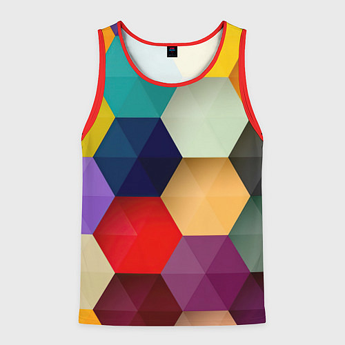Мужская майка без рукавов Цветные соты / 3D-Красный – фото 1