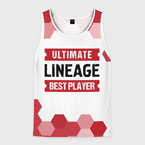 Мужская майка без рукавов Lineage: красные таблички Best Player и Ultimate / 3D-Белый – фото 1