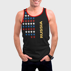 Майка-безрукавка мужская Russia - Россия звёзды, цвет: 3D-красный — фото 2