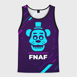 Мужская майка без рукавов Символ FNAF в неоновых цветах на темном фоне