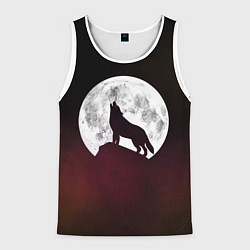 Майка-безрукавка мужская Волк и луна Wolf and moon, цвет: 3D-белый
