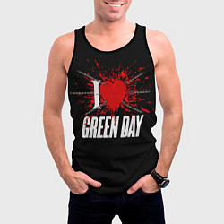 Майка-безрукавка мужская Green Day Сердце, цвет: 3D-черный — фото 2
