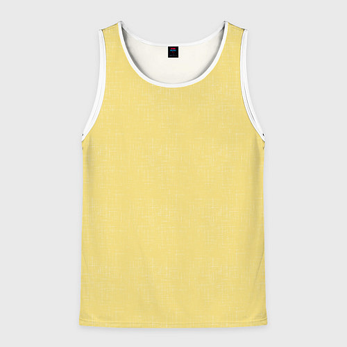 Мужская майка без рукавов Текстурированный лимонно-желтый однотонный / 3D-Белый – фото 1