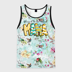 Майка-безрукавка мужская Мама - буквы в полосочку, цвет: 3D-черный