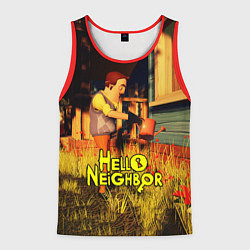Мужская майка без рукавов Hello Neighbor Привет сосед Сосед поливает