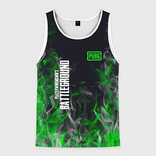 Мужская майка без рукавов Pubg - зелёное пламя / 3D-Белый – фото 1