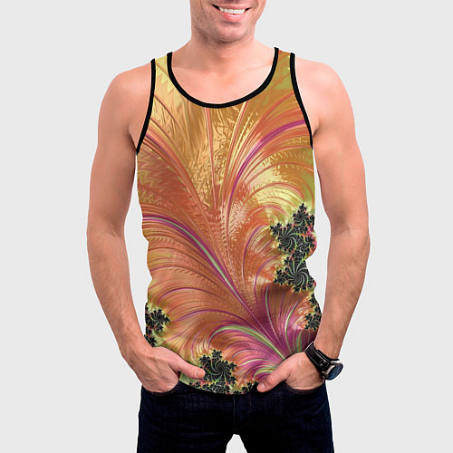 Мужская майка без рукавов Фрактальный динамичный паттерн / 3D-Черный – фото 3