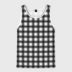 Майка-безрукавка мужская Black and white trendy checkered pattern, цвет: 3D-белый