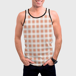 Майка-безрукавка мужская Light beige plaid fashionable checkered pattern, цвет: 3D-черный — фото 2