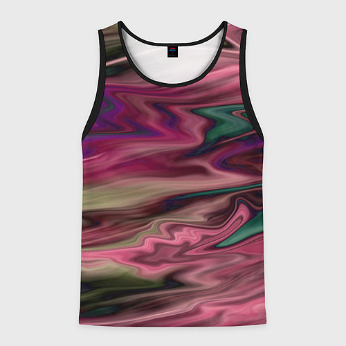 Мужская майка без рукавов Абстрактный размытый узор в розово-зеленых цветах / 3D-Черный – фото 1