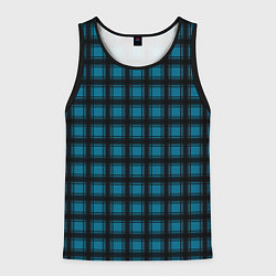 Майка-безрукавка мужская Black and blue plaid, цвет: 3D-черный