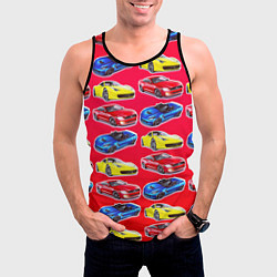 Майка-безрукавка мужская Спортивные машины, цвет: 3D-черный — фото 2