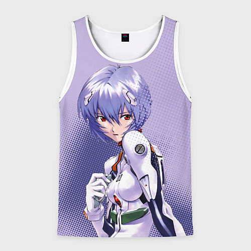 Мужская майка без рукавов Рей Аянами-назначенный пилот / 3D-Белый – фото 1