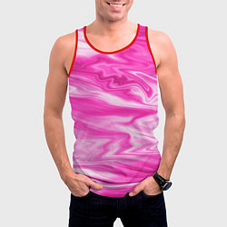 Майка-безрукавка мужская Розовая мраморная текстура, цвет: 3D-красный — фото 2