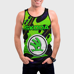 Майка-безрукавка мужская SKODA - ОРГАНИЧЕСКИЙ ЗЕЛЁНЫЙ, цвет: 3D-черный — фото 2
