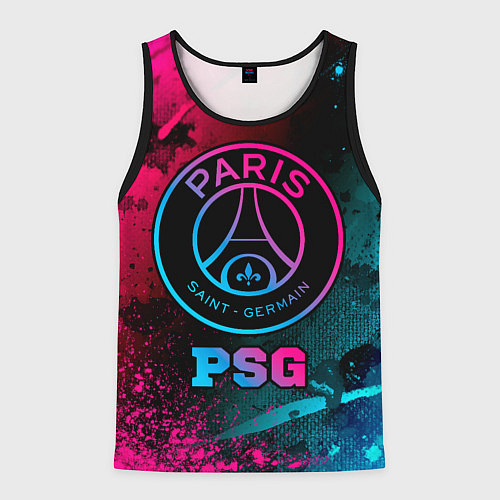 Мужская майка без рукавов PSG - neon gradient / 3D-Черный – фото 1