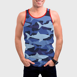 Майка-безрукавка мужская Акулий камуфляж - паттерн, цвет: 3D-красный — фото 2