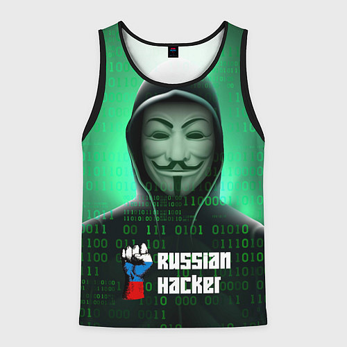 Мужская майка без рукавов Russian hacker green / 3D-Черный – фото 1