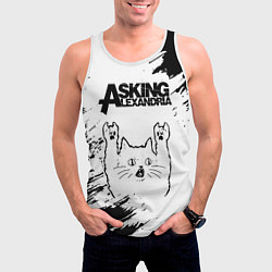 Майка-безрукавка мужская Asking Alexandria рок кот на светлом фоне, цвет: 3D-белый — фото 2