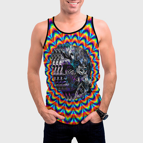 Мужская майка без рукавов Психоделика - античная иллюзия / 3D-Черный – фото 3