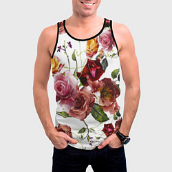Майка-безрукавка мужская Цветы Нарисованные Красные и Розовые Розы, цвет: 3D-черный — фото 2