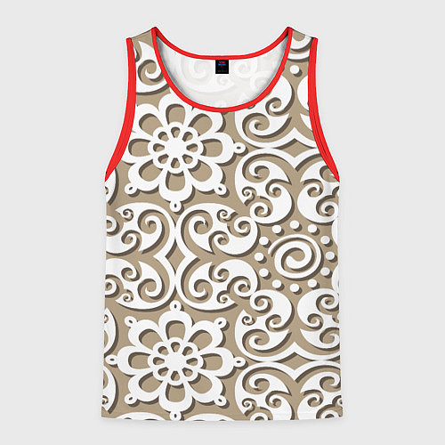 Мужская майка без рукавов Цветочный кружевной орнамент / 3D-Красный – фото 1